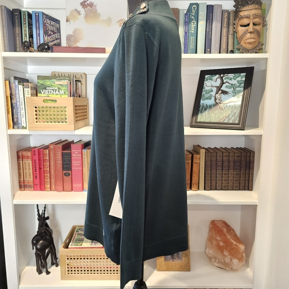 NWT Calvin Klein Mock Turtleneck Long Sleeved Forest Green Blouse - Picture 6 of 14